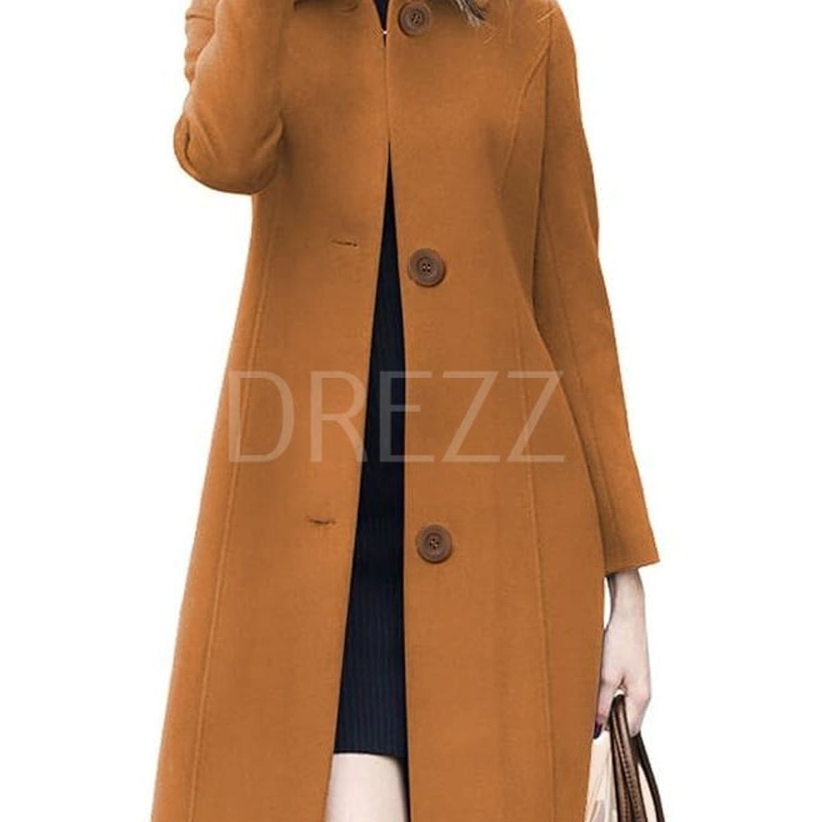 GENERICO - Abrigo Paño Bebe Camel Caramelo para mujer