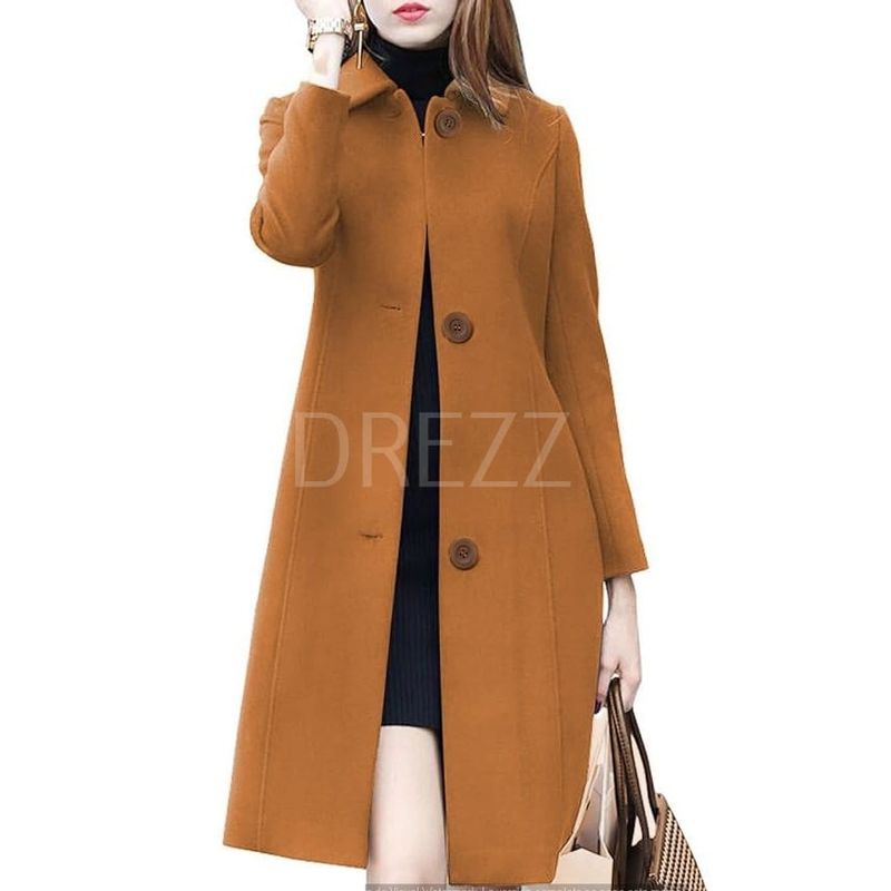 GENERICO - Abrigo Paño Bebe Camel Caramelo para mujer