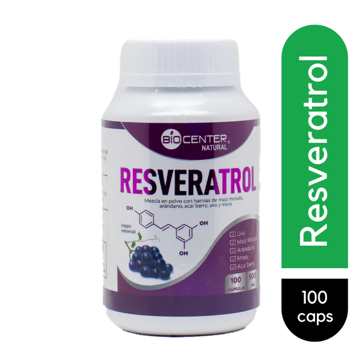 BIOCENTER NATURAL - Resveratrol Complex 500mg Biocenter Natural 100 Cápsulas