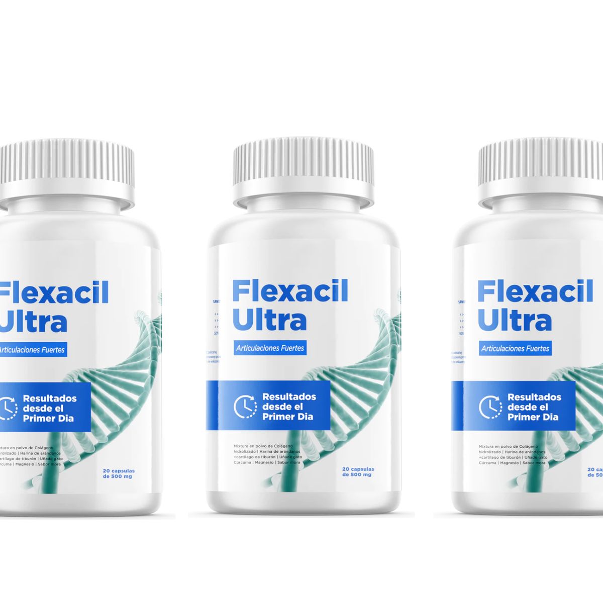 GENERICO - Flexacil Ultra Articulaciones Fuertes 20 Capsulas 500mg 03 Frascos