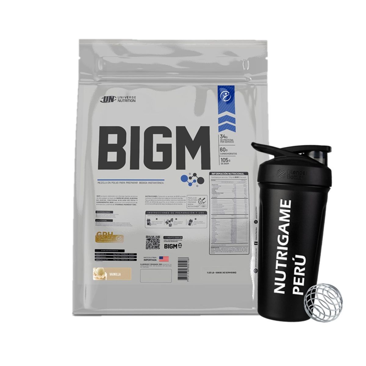 UNIVERSE NUTRITION - BIGM 5Kg Proteína Ganador de Masa Sabor VAINILLA - Tienda Física