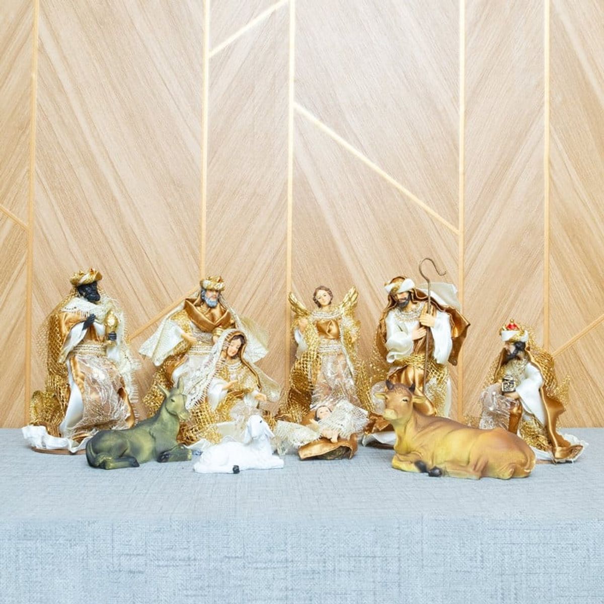 PANADECOR - Nacimiento Tradicional Panadecor 10 Piezas Doradas 15Cm De Poliresina