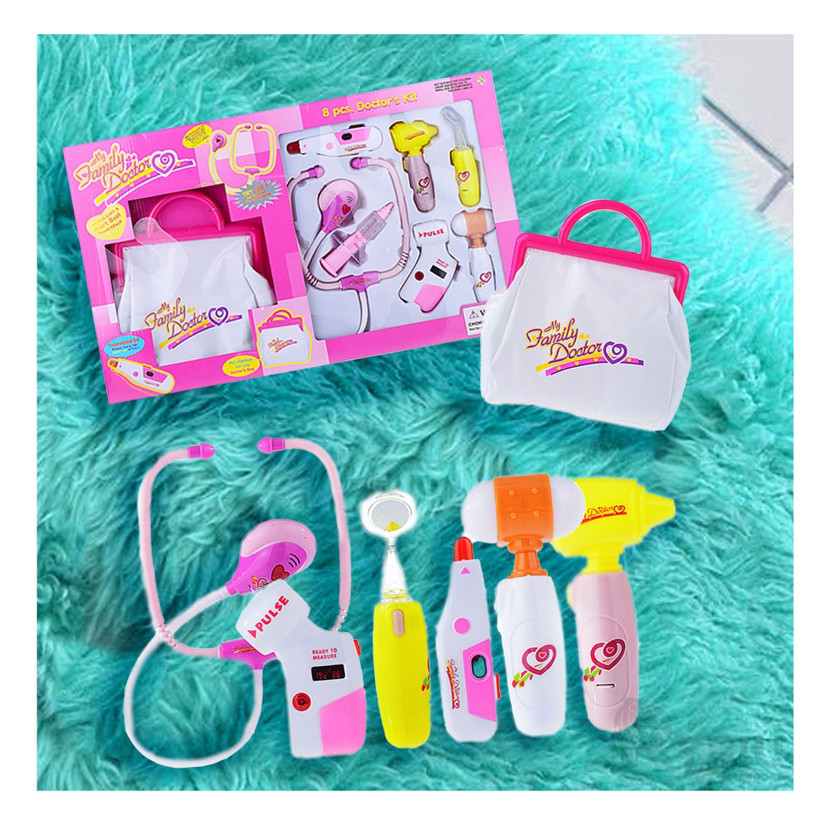 RYBIU IMPORT - Set de Juguete de Hospital de Tono Rosado Y+Regalo Stickers