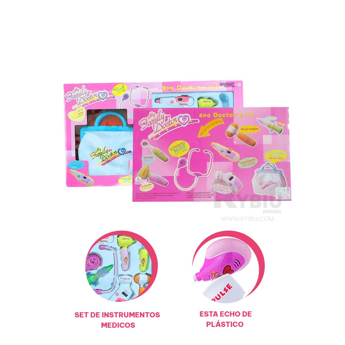 RYBIU IMPORT - Set de Juguete de Hospital de Tono Rosado Y+Regalo Stickers