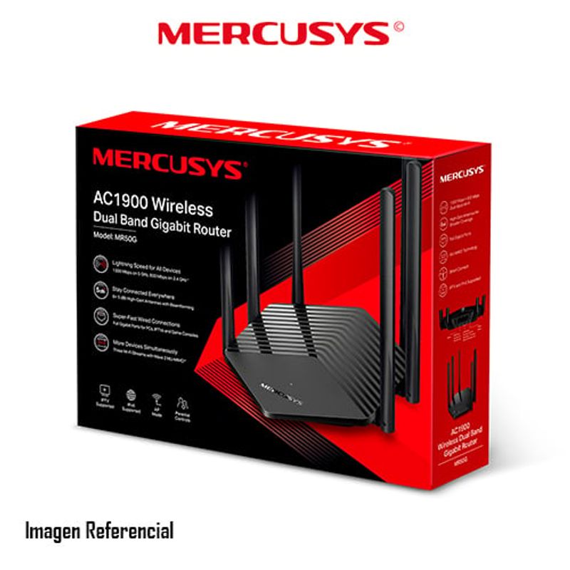 MERCUSYS - ROUTER INALAMBRICO MERCUSYS MR50G  DUAL BAND AC1900 NEGRO PN MR50G