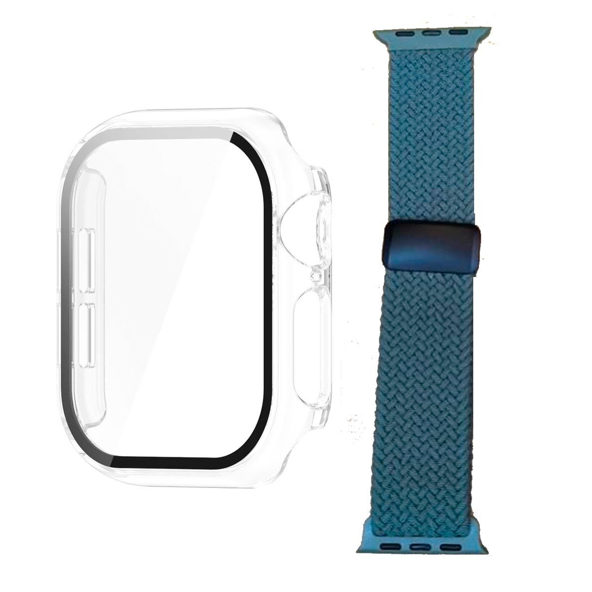 GENERICO - Bumper Clear + Correa Nylon Verde para Apple Watch Serie 10 De 46mm