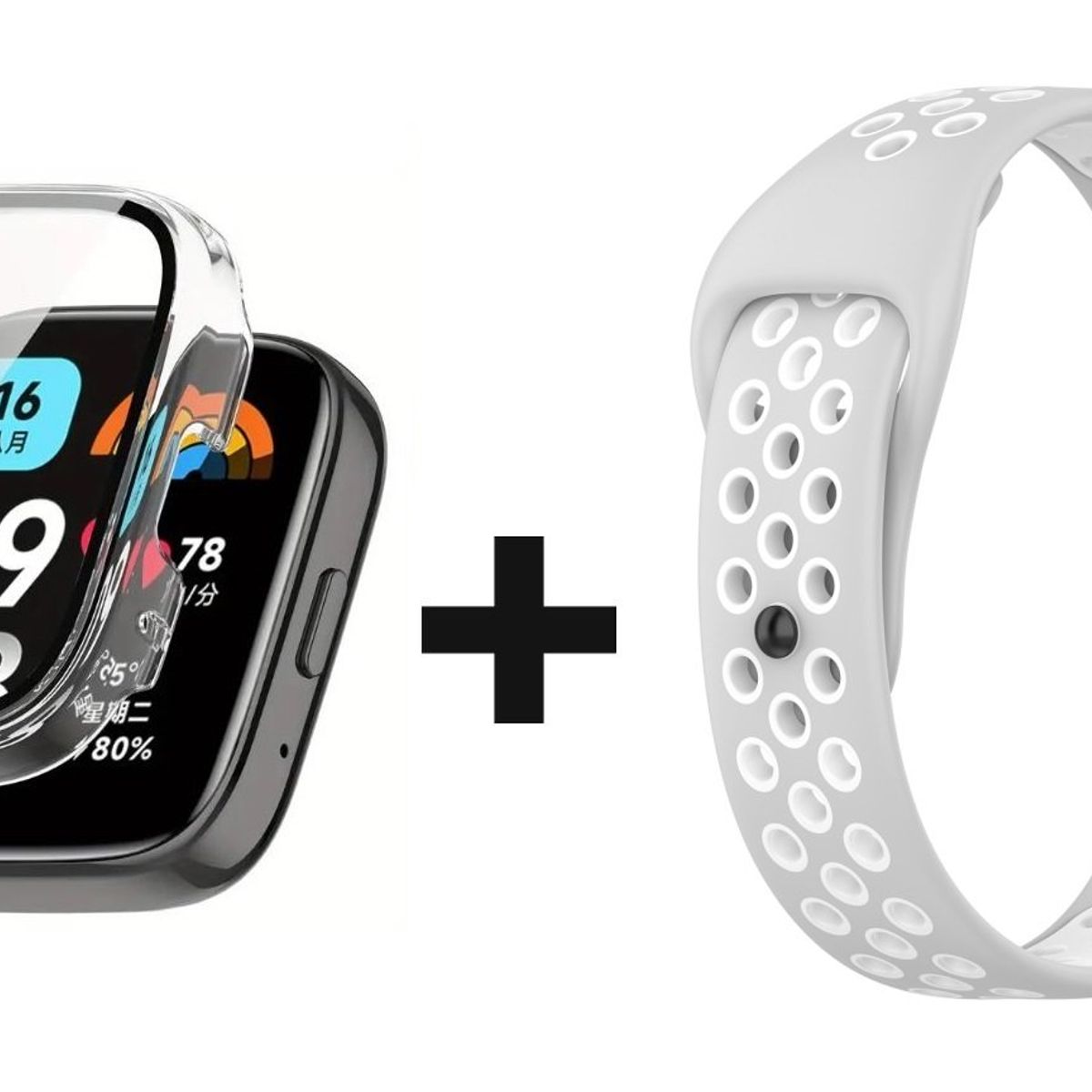 GENERICO - CORREA DEPORTIVA + BUMPER PARA XIAOMI REDMI WATCH 3 LITE GRIS