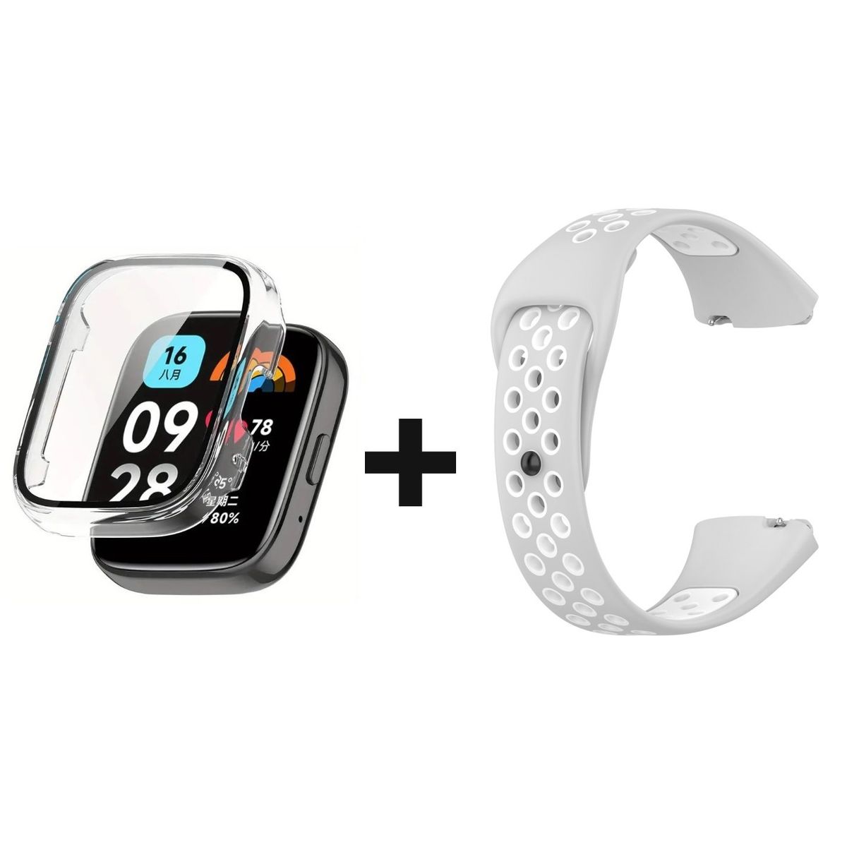 GENERICO - CORREA DEPORTIVA + BUMPER PARA XIAOMI REDMI WATCH 3 LITE GRIS