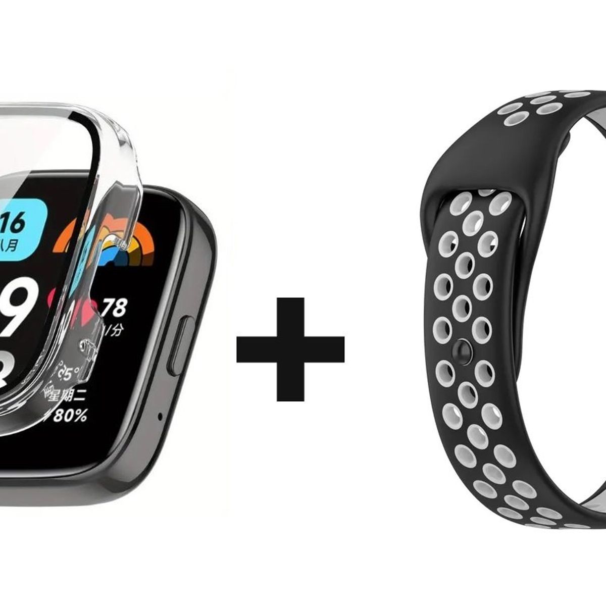 GENERICO - CORREA DEPORTIVA + BUMPER PARA XIAOMI REDMI WATCH 3 LITE NEGRO/GRIS