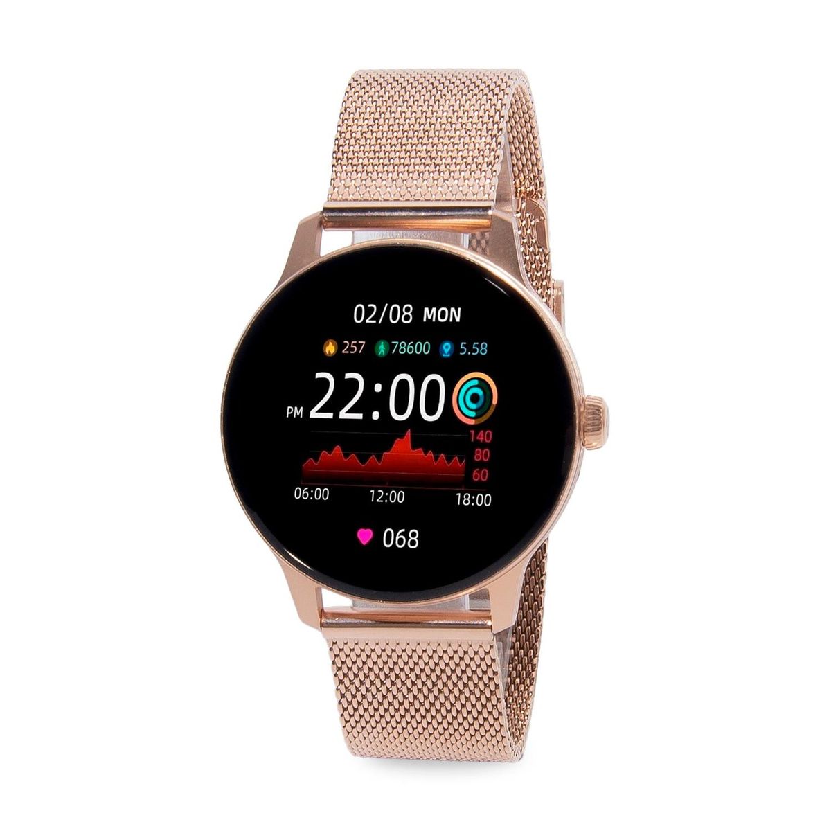 SUNTIME - SMARTWATCH RELOJ INTELIGENTE DORADO ROSA SMARTTIME MUJER SR06 SMART TIME