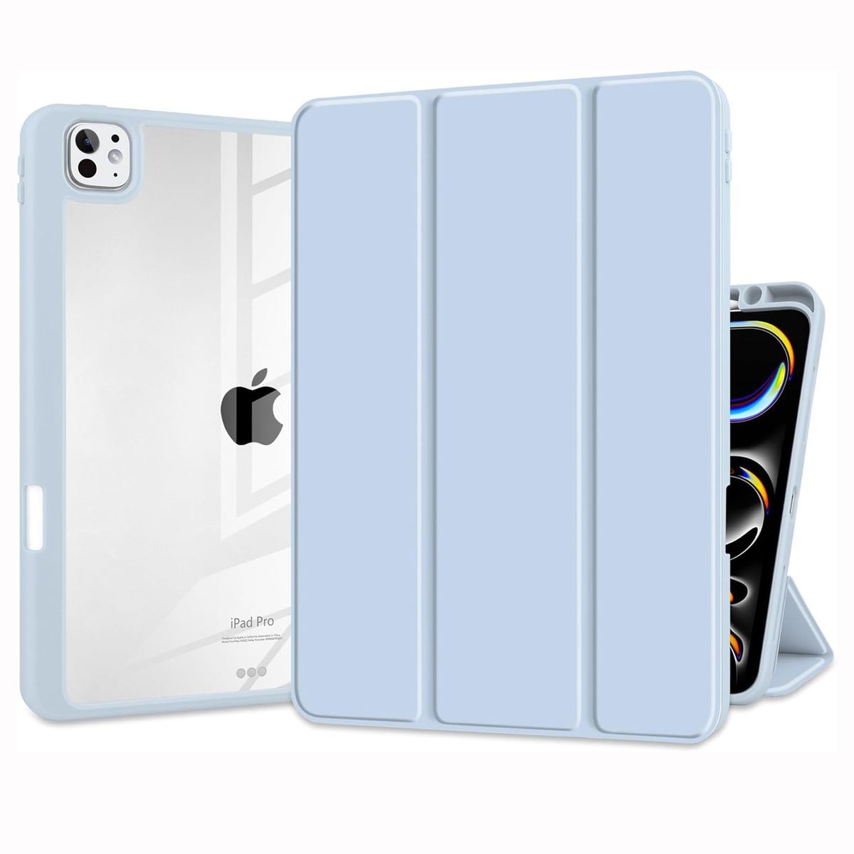 GENERICO - Funda Smart Case para iPad Pro 11 M4 (2024) - AZUL CLARO C/TRANSPARENTE