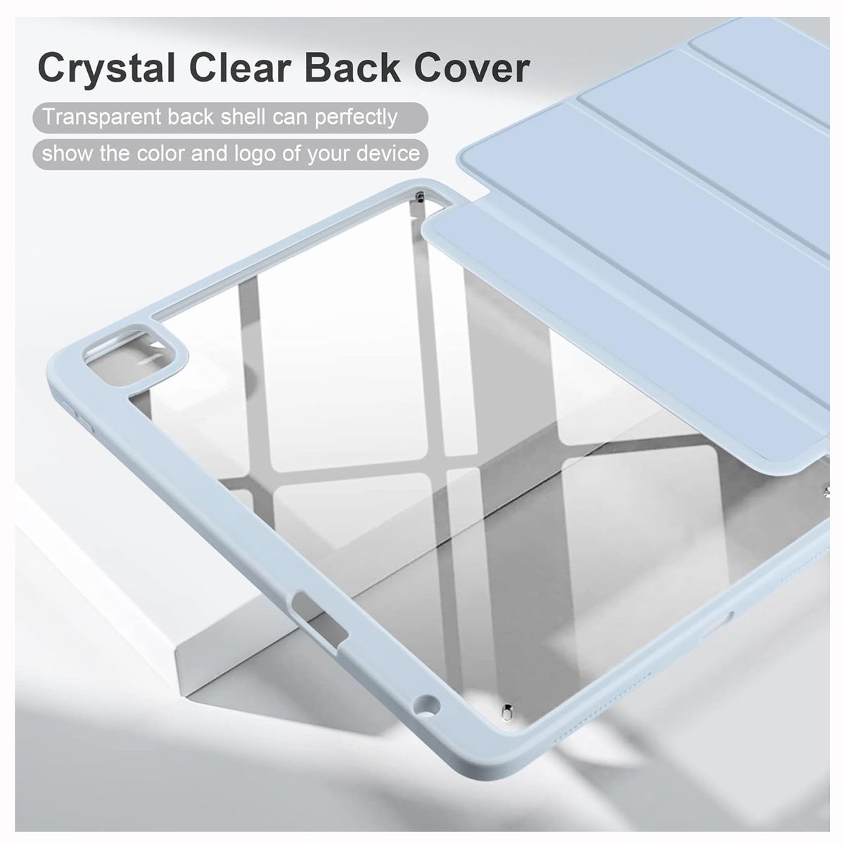 GENERICO - Funda Smart Case para iPad Pro 11 M4 (2024) - AZUL CLARO C/TRANSPARENTE