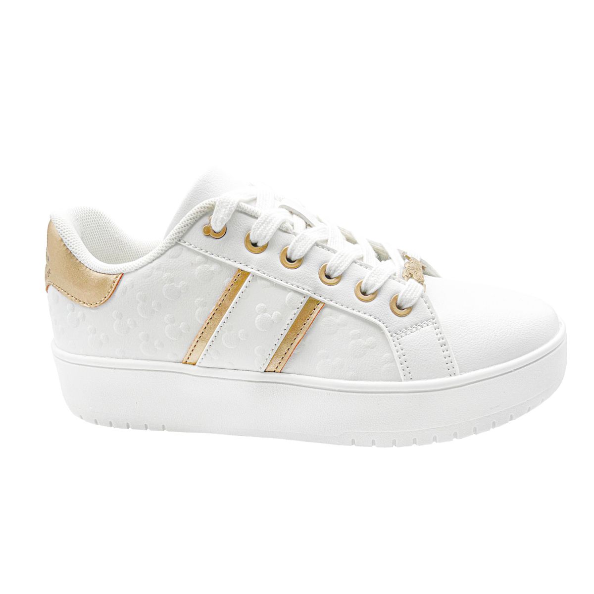 DISNEY - Zapatillas Mickey Mouse Blancas con Dorado Mujer