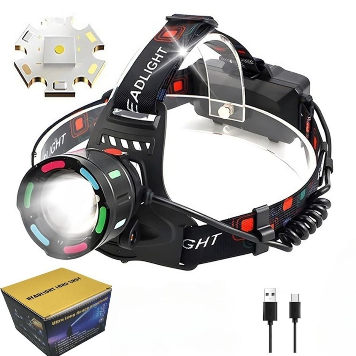 LIDIMI - Linterna recargable de cabeza Linterna frontal zoom Potente