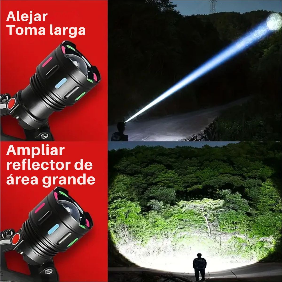 LIDIMI - Linterna recargable de cabeza Linterna frontal zoom Potente