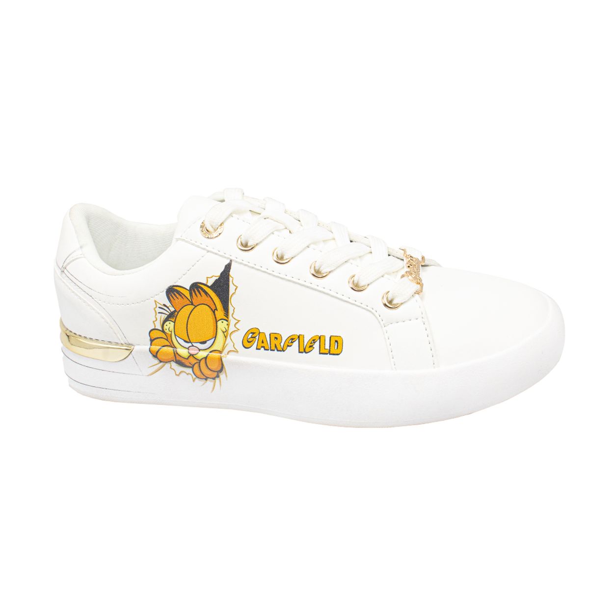 GARFIELD - Zapatillas Garfield Blancas con Dorado Mujer