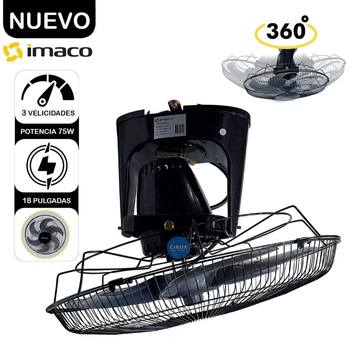 IMACO - Ventilador de techo Imaco OCF7919 Orbital 75 Watts