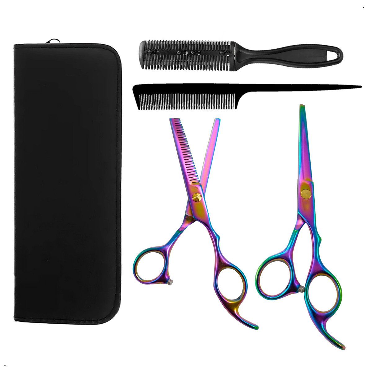GENERICO - Set de Tijeras Peluqueras acero inoxidable tornasol Corte y Grafilado