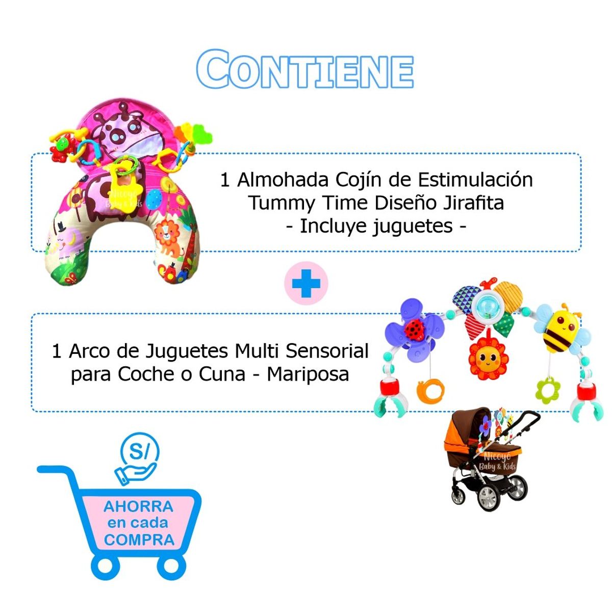 HUANGER - Pack Niña - Arco de Juguetes y Cojín para Tummy Time Rosado