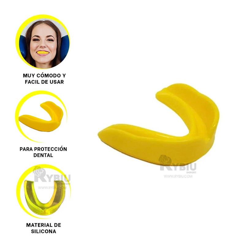 GENERICO - Dentadura Util de Boxeo Amarillo Y+Regalo Ligas para Peinar