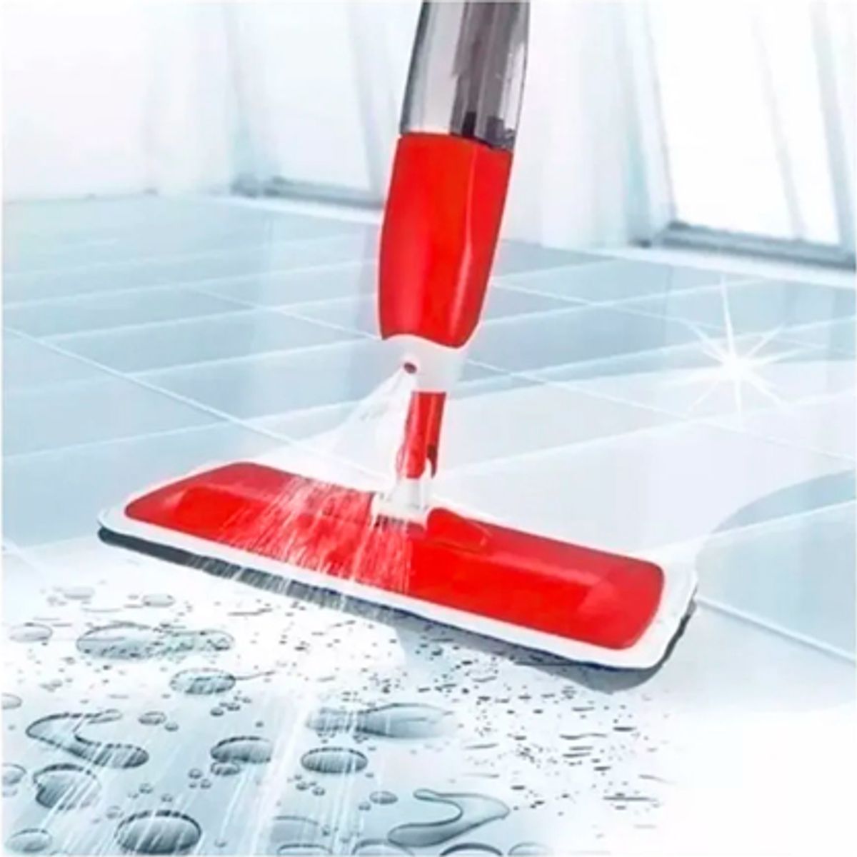 WELL BEING - Mopa con Rociador + 5 Paños de Microfibra Reemplazables ROJO
