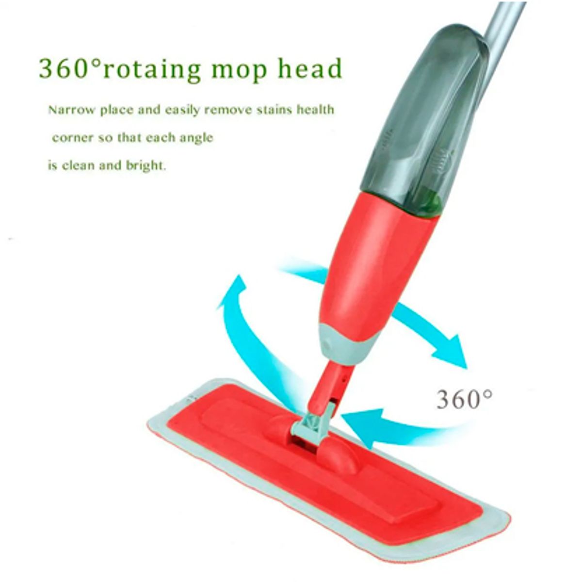 WELL BEING - Mopa con Rociador + 5 Paños de Microfibra Reemplazables ROJO