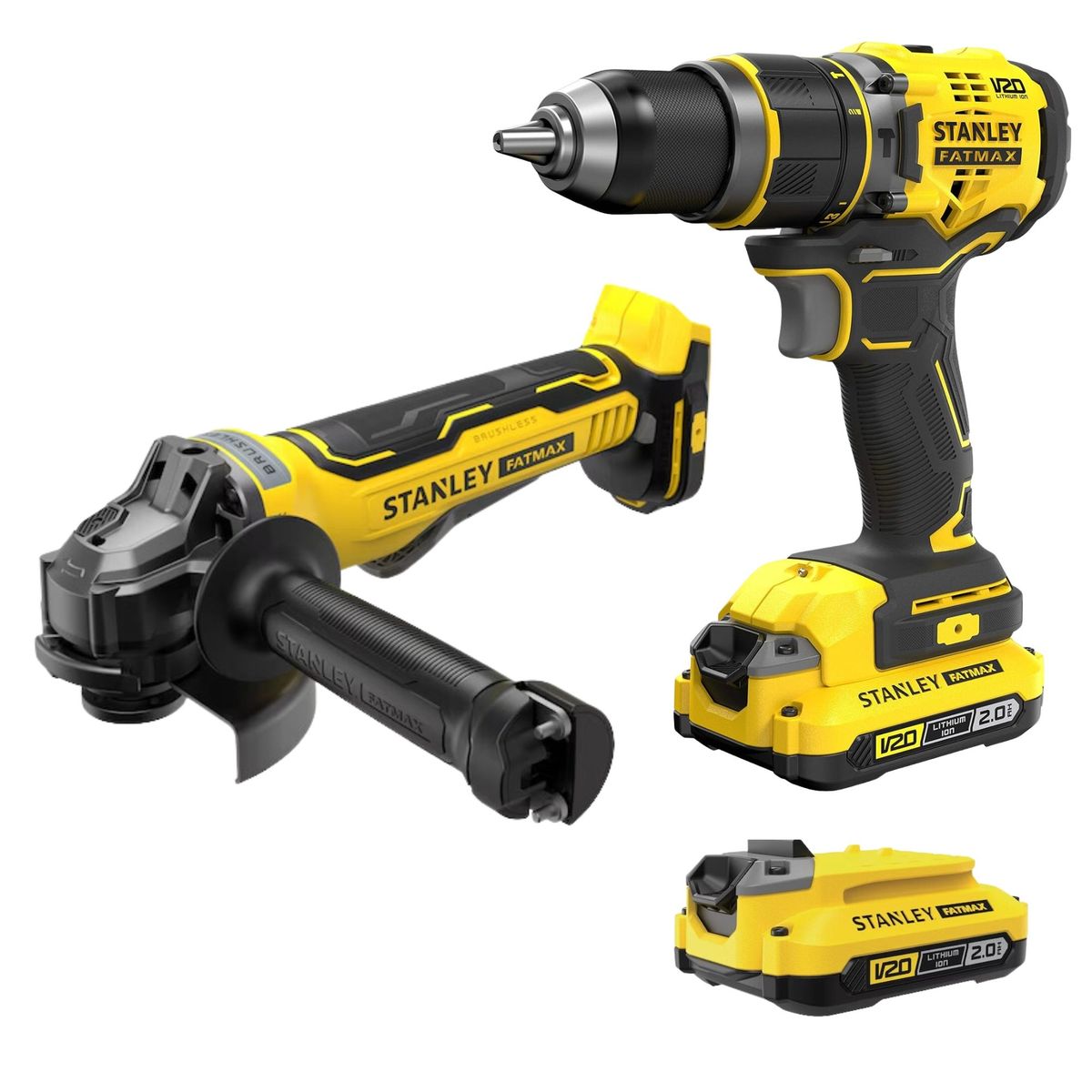 STANLEY - COMBO AMOLADORA INALAMBRICO, TALADRO PERCUTOR  BRUSHLESS 20V STANLEY
