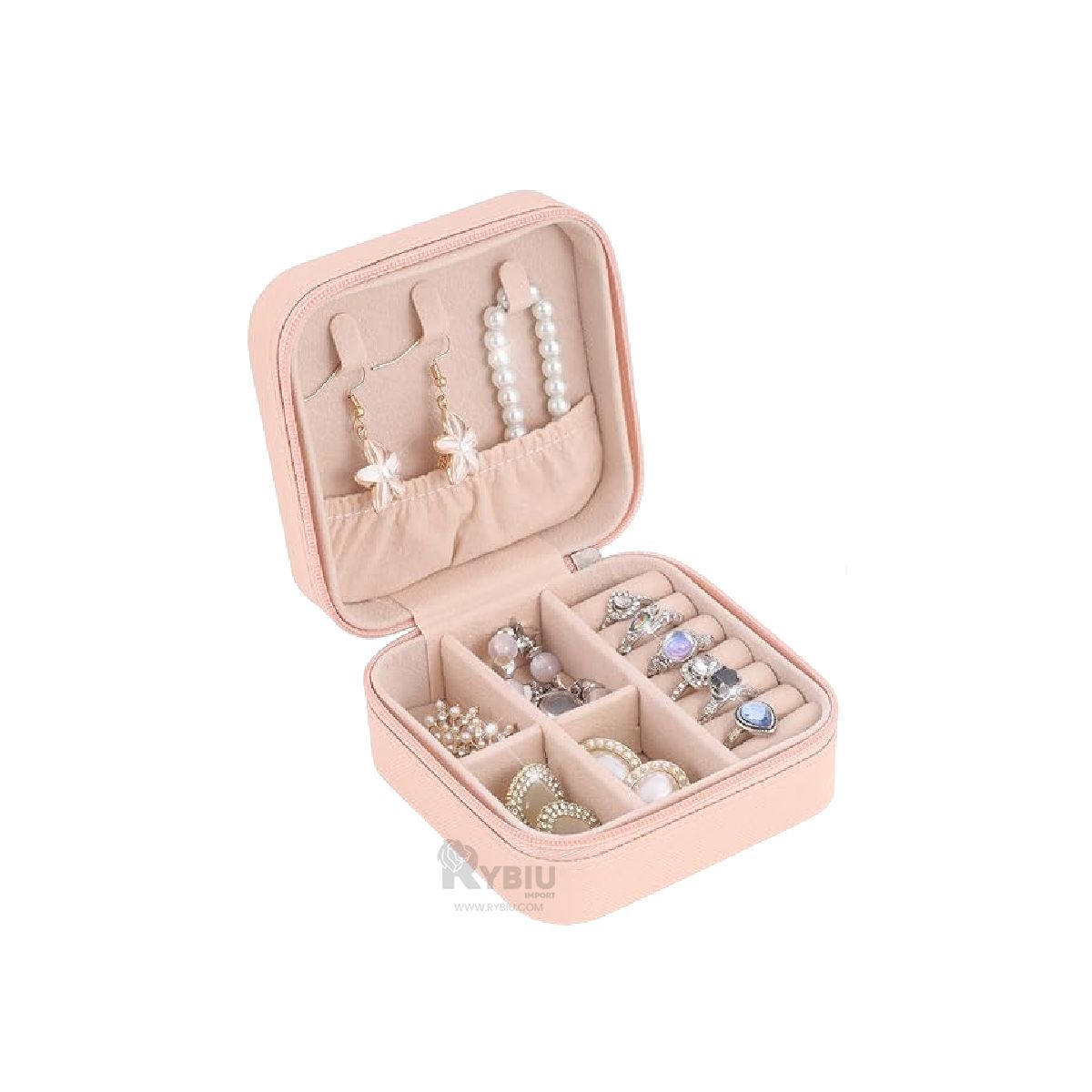 GENERICO - Mini Organizador de Joyas en Color Rosado Y+Papel de Regalo