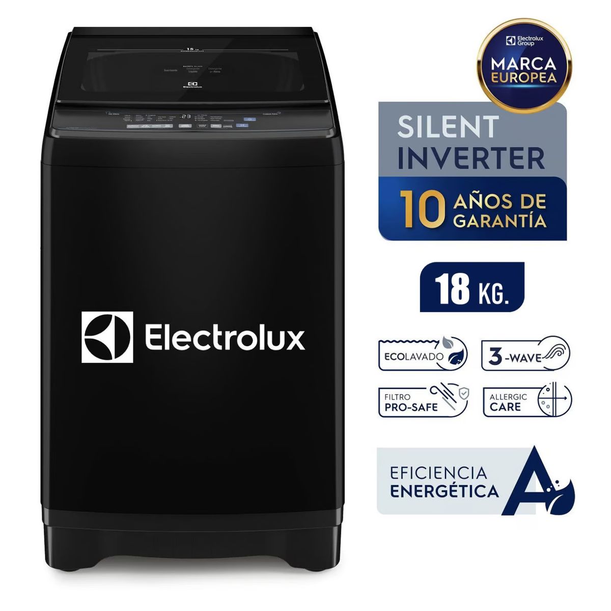 ELECTROLUX - Lavadora Electrolux 18 Kg Carga Superior Inverter EWIP18F2XSWB - Negro