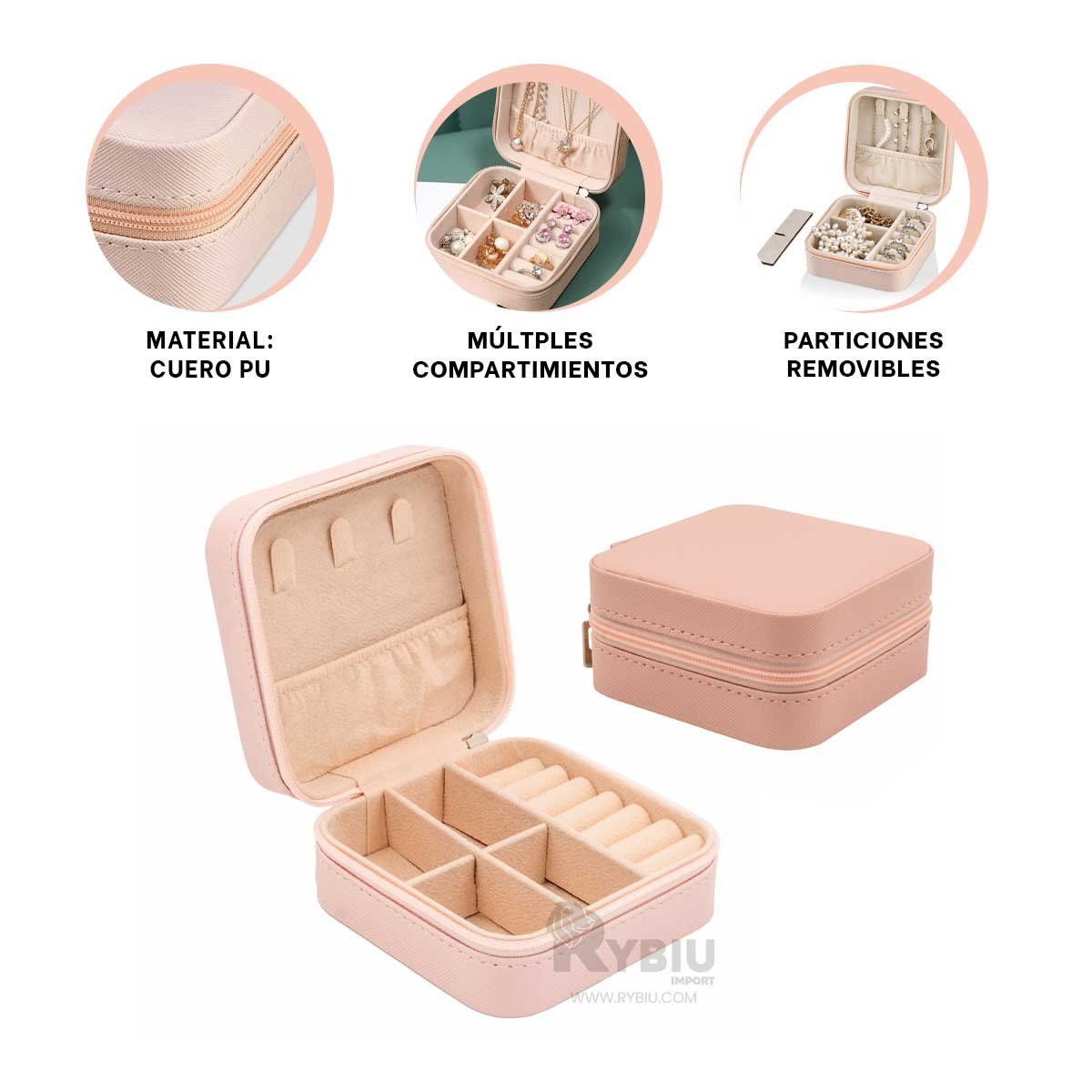 GENERICO - Mini Caja para Joyas Portatil en Rosado Y+Regalo Stickers