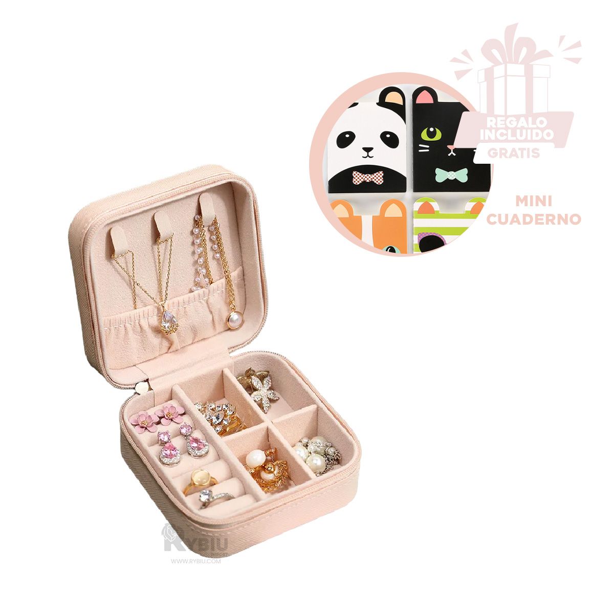 GENERICO - Cofre de Joyas Multiple en Color Rosado Y+Regalo Agendita