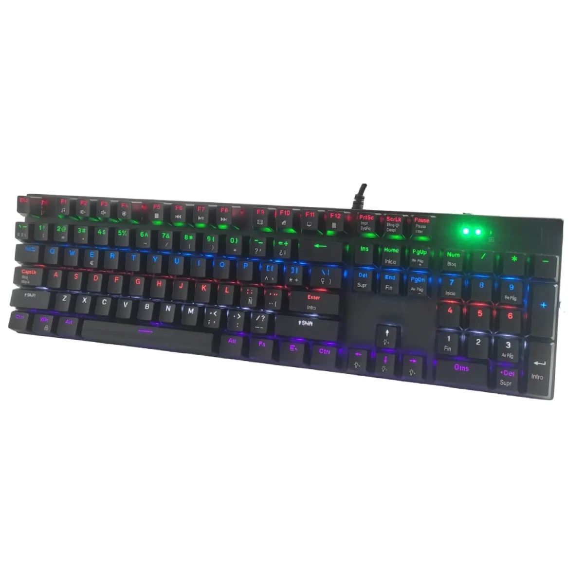 SEISA - Teclado Mecanico para Pc Laptop Luz RGB Efecto Arcoiris Cable USB
