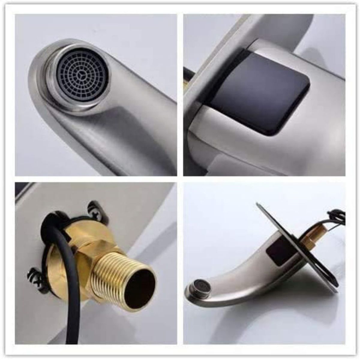 GENERICO - Grifo Caño Sensor Infrarojo para Baño Cuerpo Bronce Acero Cepillado