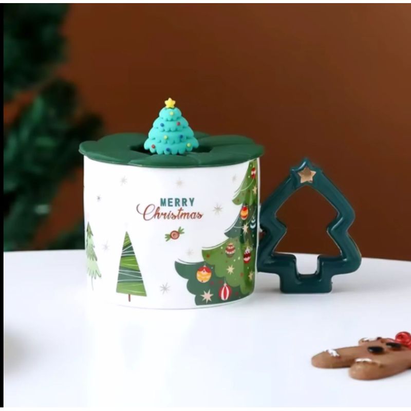 GENERICO - Taza Navideña con tapa de sombrero y cuchara de Papa Noel