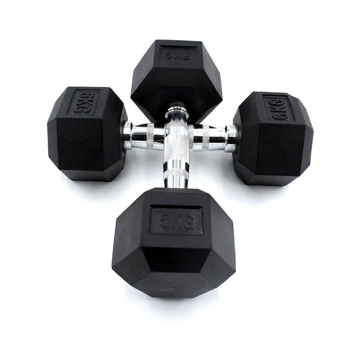 GENERICO - Set De Pesas Mancuernas Hexagonal Metal Cromado X2 5Kg