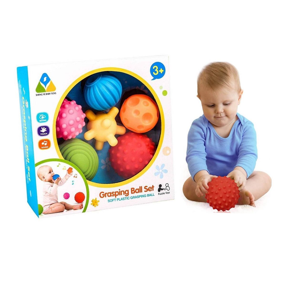 GENERICO - Pelotas sensoriales set x 6 pcs caja grande