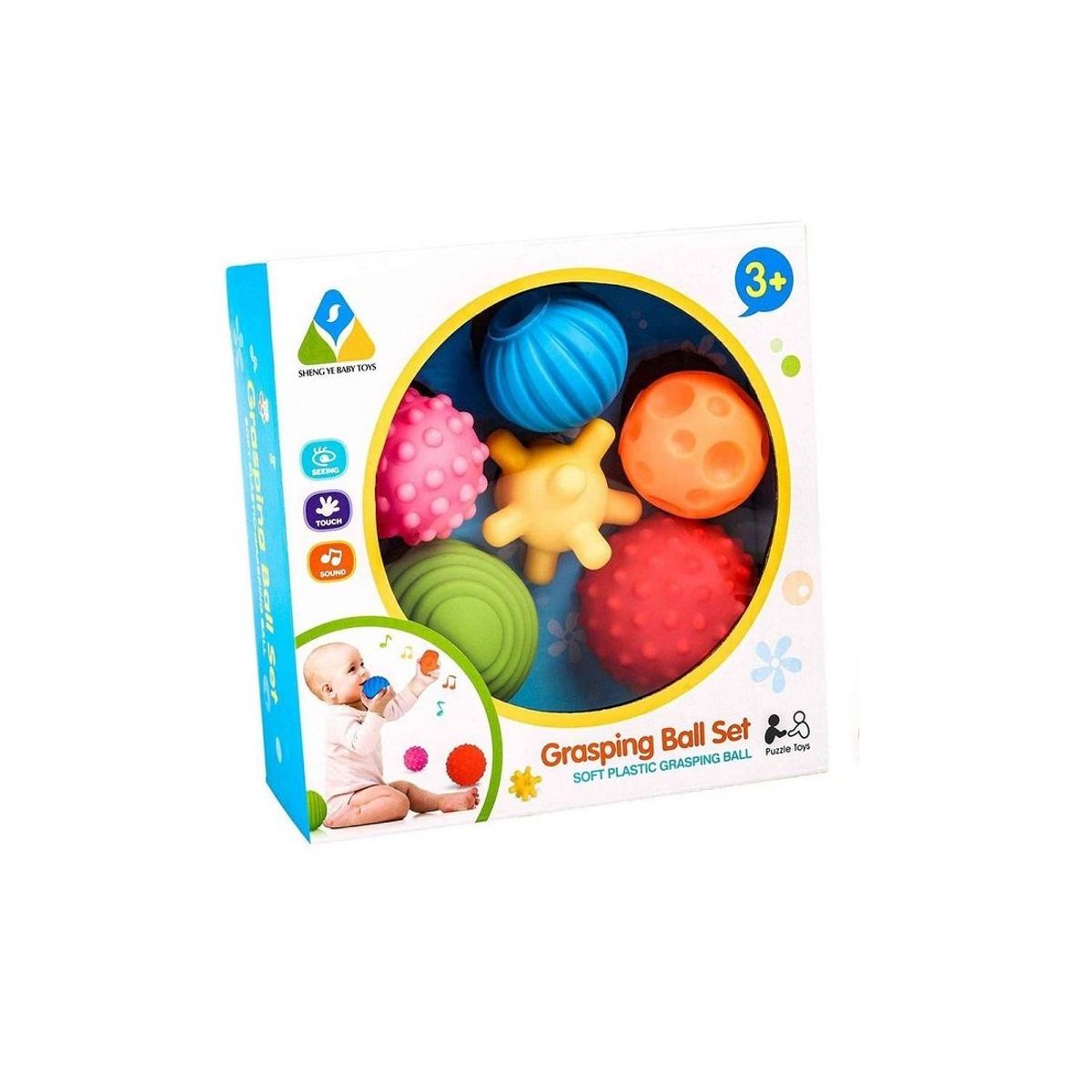 GENERICO - Pelotas sensoriales set x 6 pcs caja grande