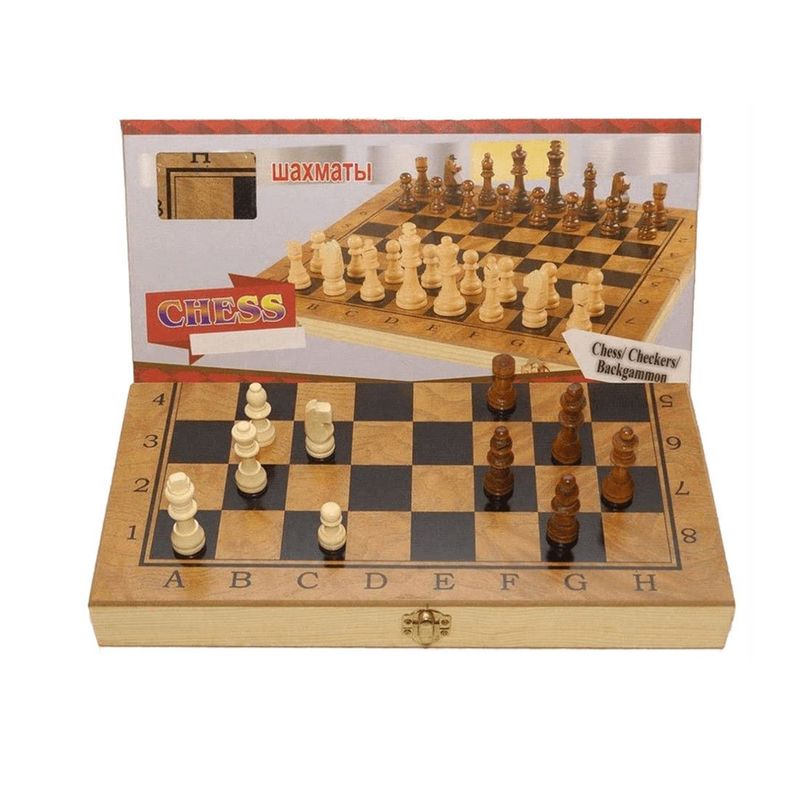 GENERICO - tablero de Ajedrez 3 en 1 clásico (madera)