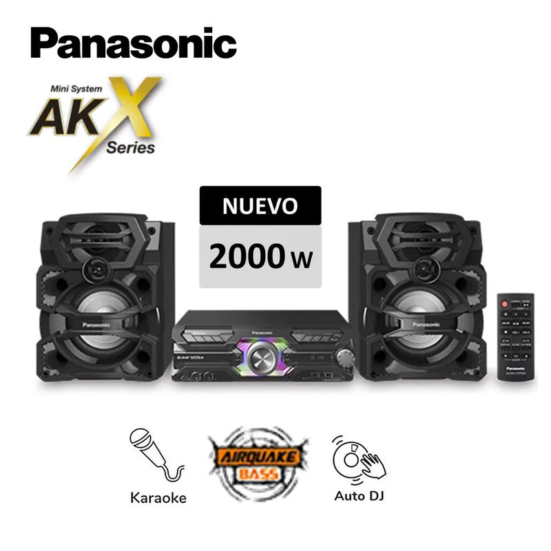 PANASONIC - Minicomponente Panasonic 2000 Watts Bluetooth SC-AKX730 DJ Karaoke