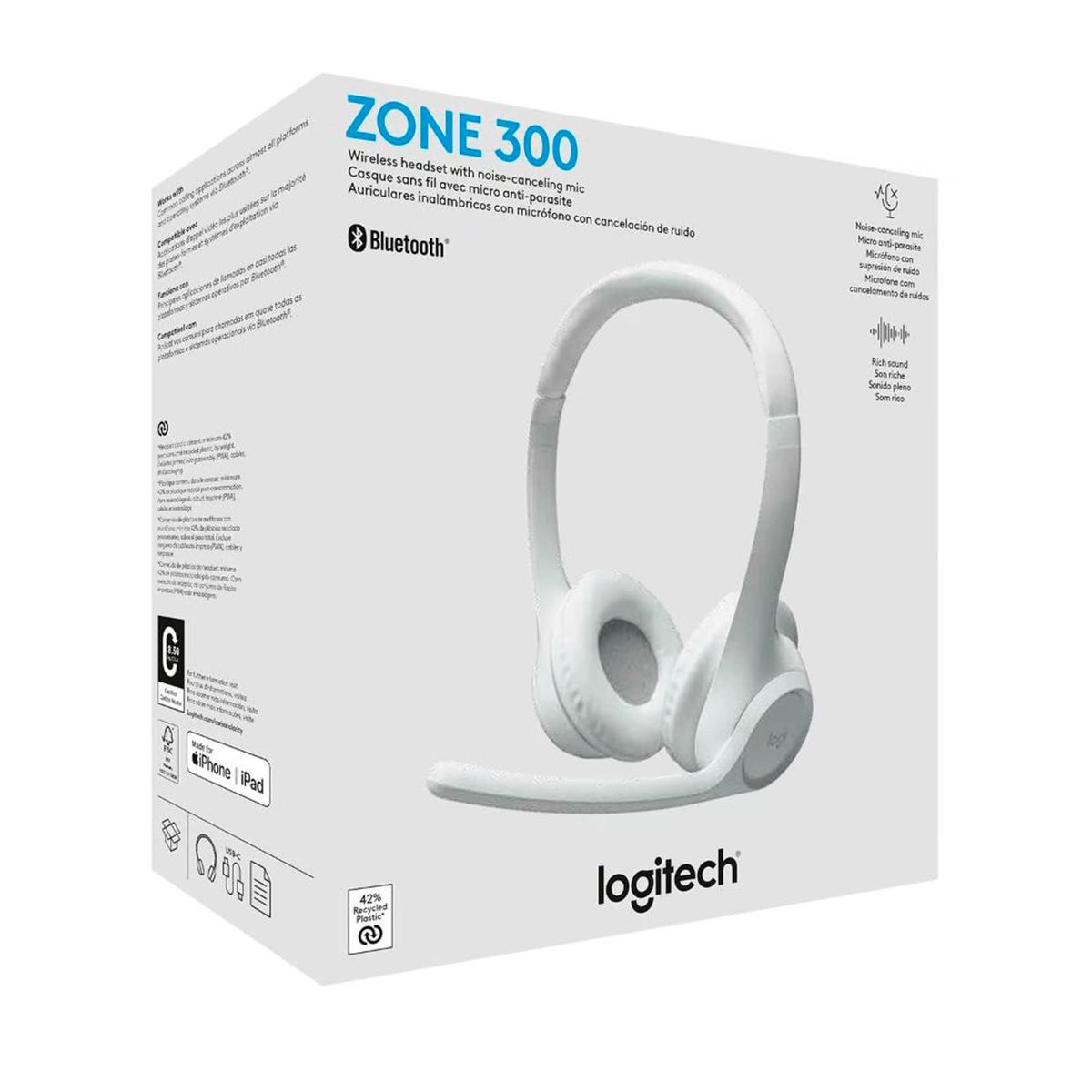 LOGITECH - AUDIFONO INALAMBRICO LOGITECH ZONE 300 BLUETOOTH WHITE