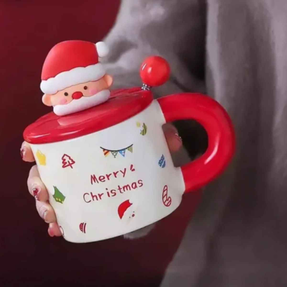 GENERICO - Taza Navideña con tapa y cucharita