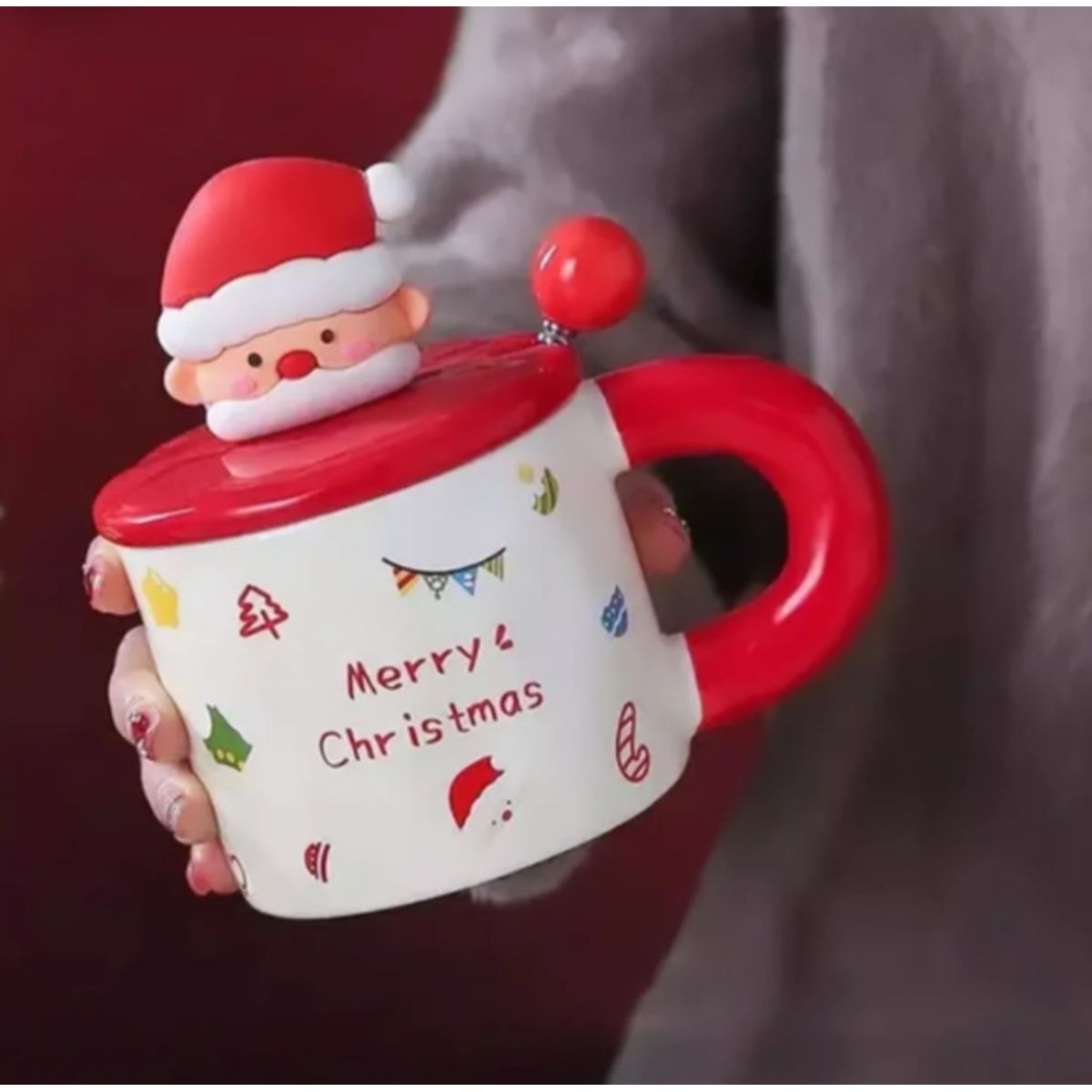 GENERICO - Taza Navideña con tapa y cucharita