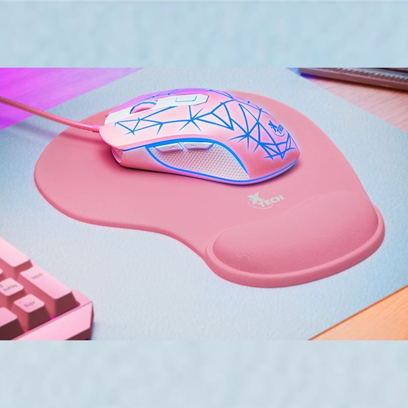 XTECH - Alfombrilla Reposamuñeca De Gel Para Mouse Color Rosado