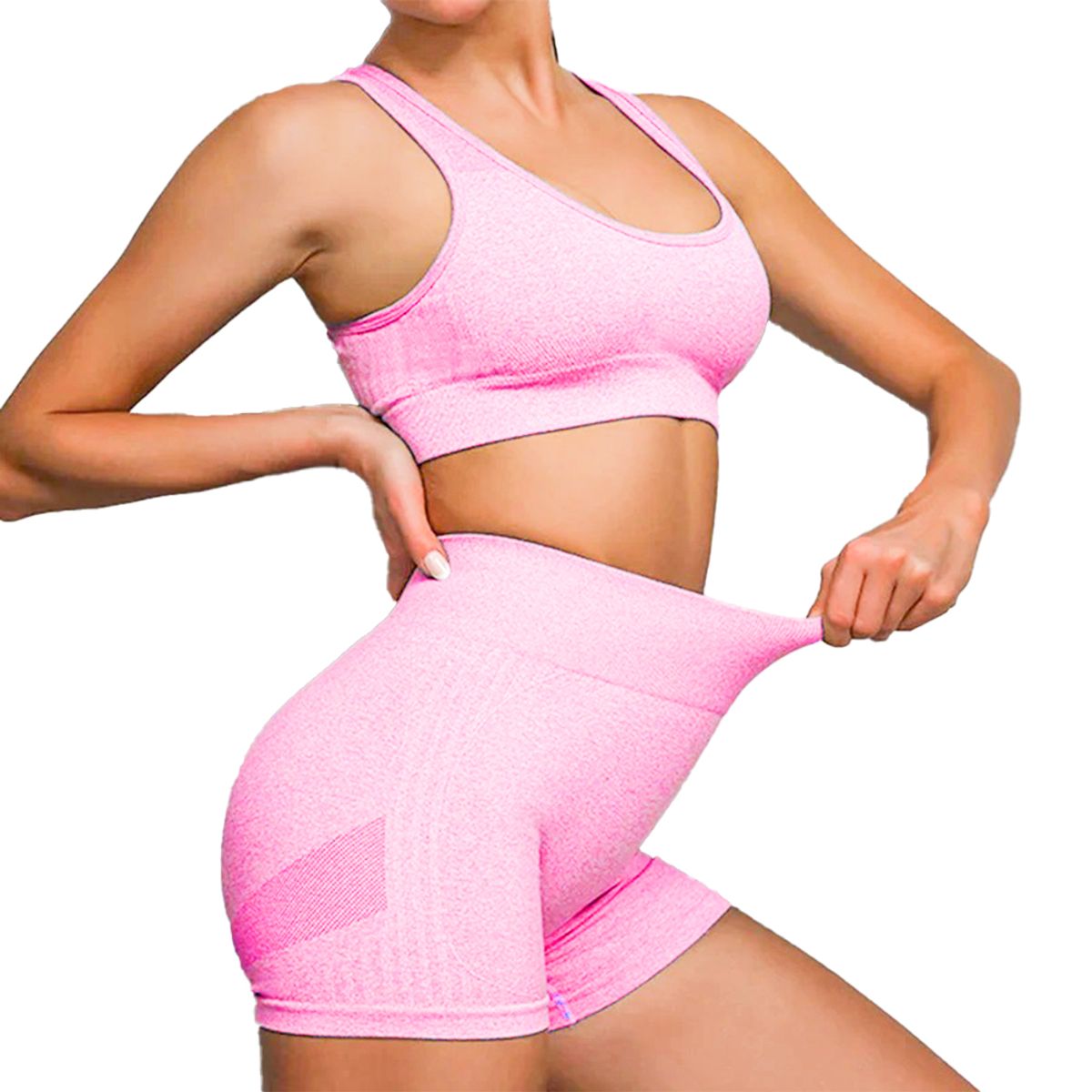 GENERICO - CONJUNTO SHORT PUSH UP Y TOP CON COPA FUCSIA