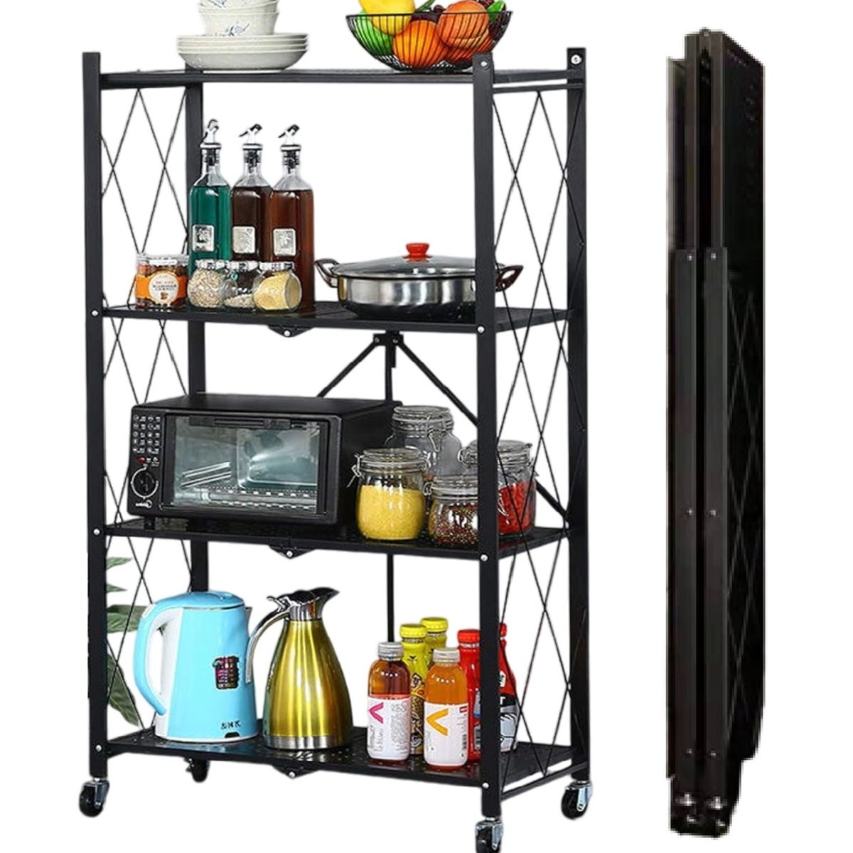 GENERICO - Estante De Cocina Plegable Verduras Frutero 4 Niveles Multiuso Calidad