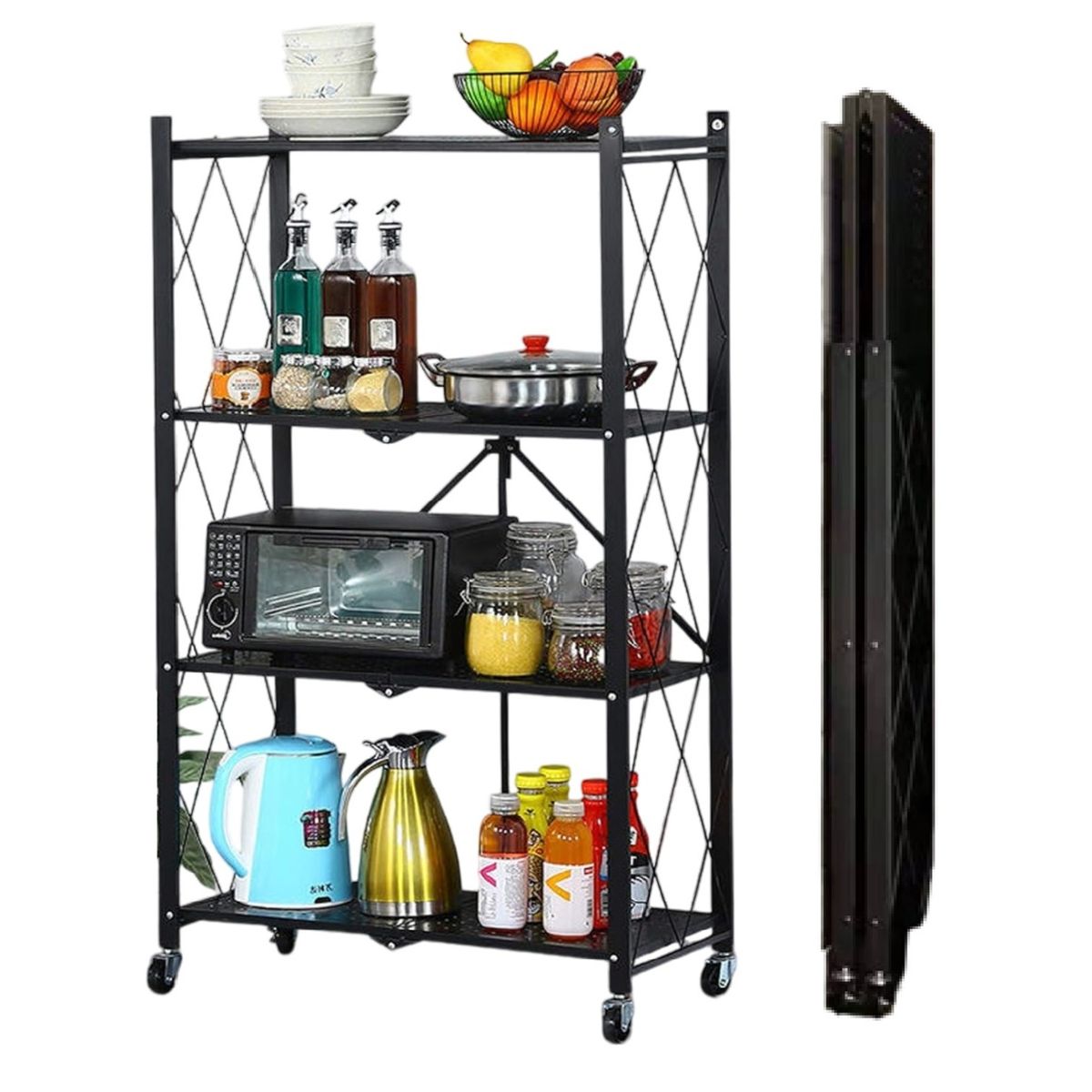 GENERICO - Estante De Cocina Plegable Verduras Frutero 4 Niveles Multiuso Calidad