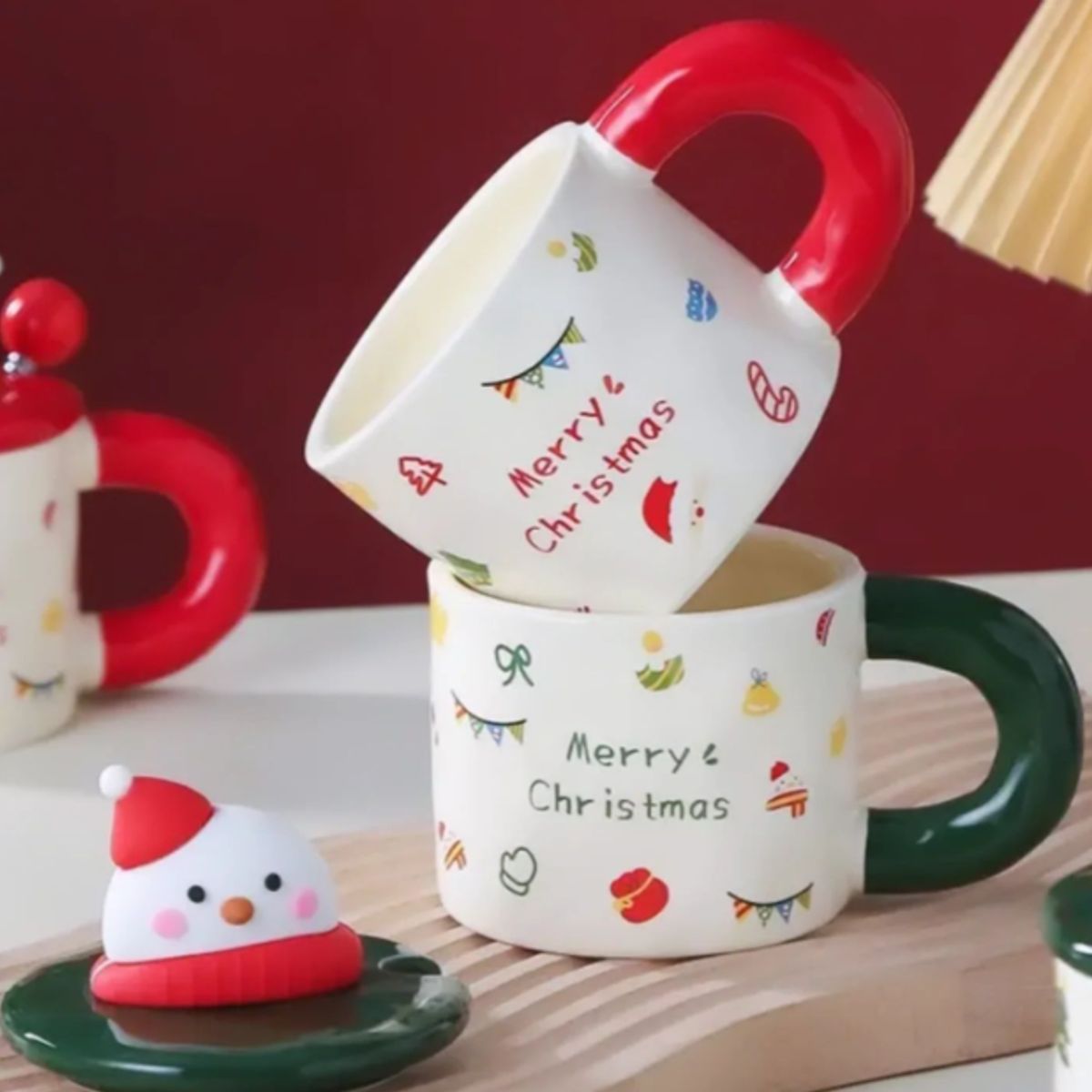 GENERICO - Taza Navideña con tapa y cucharita