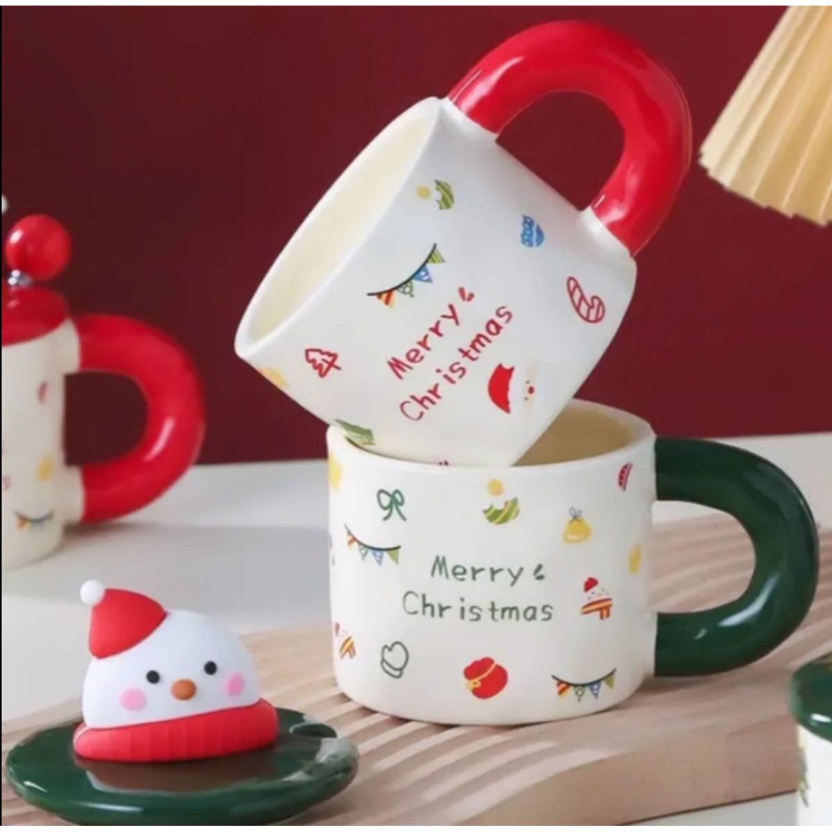 GENERICO - Taza Navideña con tapa y cucharita