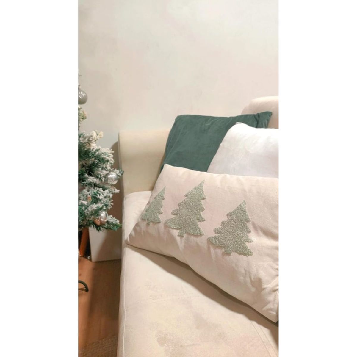 GENERICO - Funda Tejido Arboles navideños 30x50 cm - color hueso brilloso