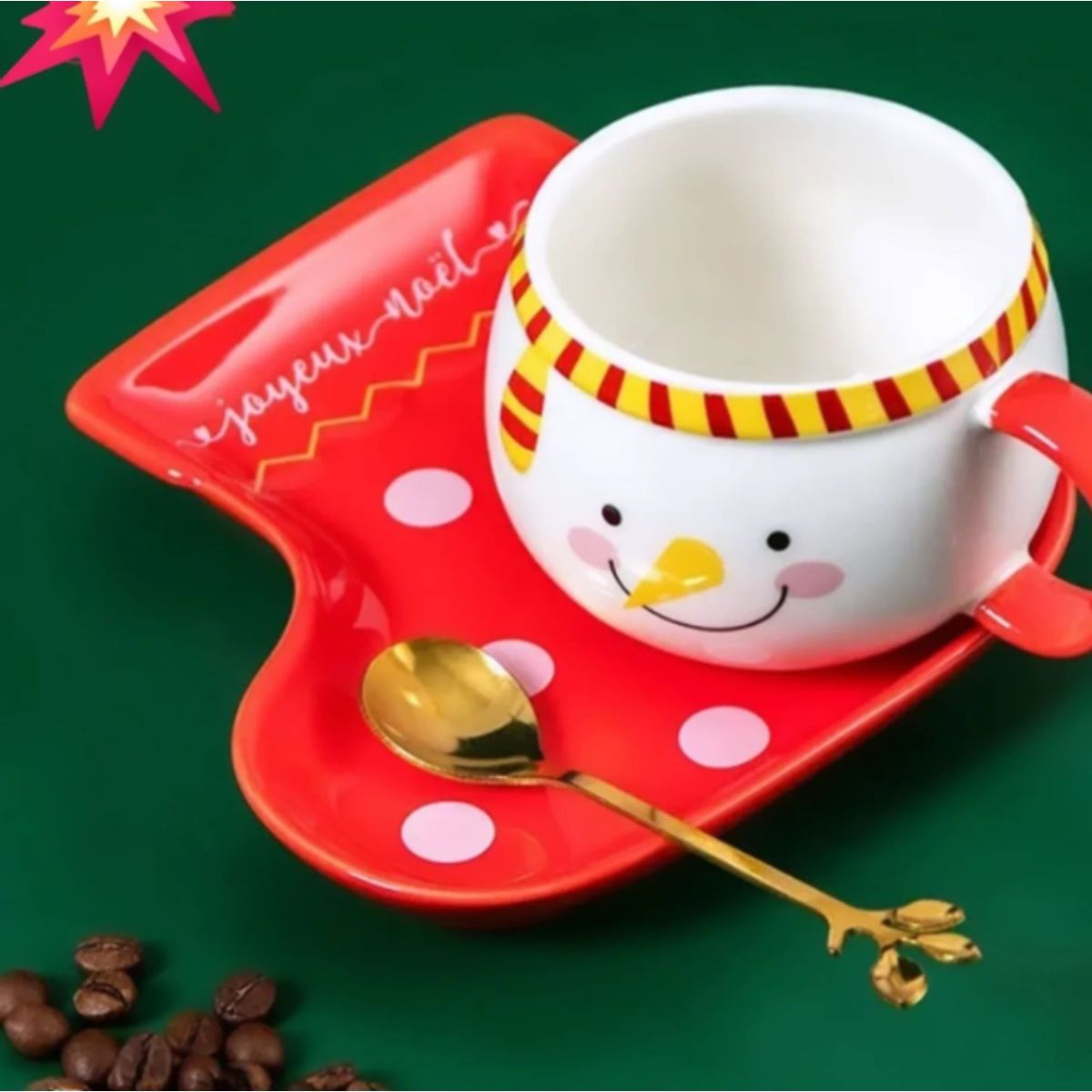 GENERICO - Taza Navideña con plato y cucharita